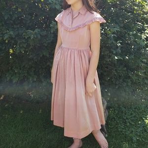 Antique vintage 1950s dress taffeta pink